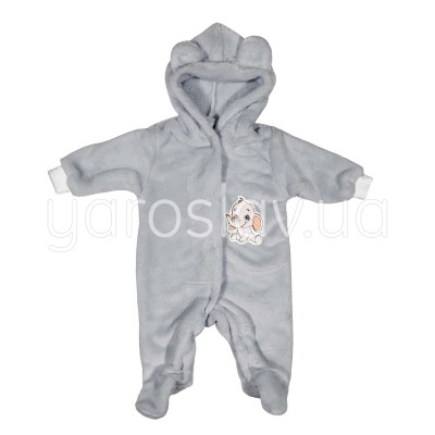 Kombinezon dziecięcy m.545 szary z kapturem polarowym TM Yaroslav