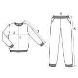 Garnitur interlock m.F-185 komórka szaro-czerwona sweter ze spodniami TM Yaroslav