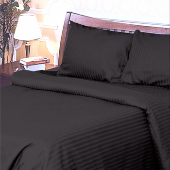 Komplet pościeli Satin Stripe 08 black gładko pomalowany TM Yaroslav