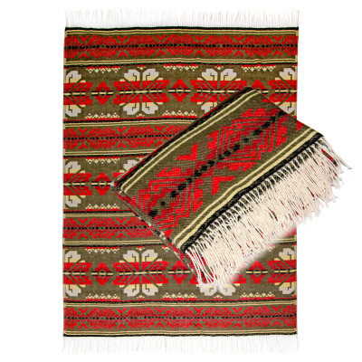 Pled bawełniany dis.1/6 czerwony i khaki TM Jarosław