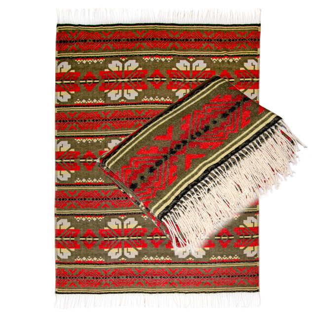 Pled bawełniany dis.1/6 czerwony i khaki TM Jarosław