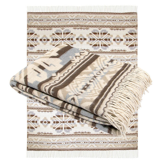 Pled bawełniany dis.2 beżowo-brązowy TM Jarosław