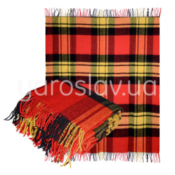 Plaid półwełna dis.3 żółto-czerwone komórka TM Jarosław