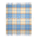 Plaid półwełna dis.9 niebiesko-beżowy komórka TM Jarosław