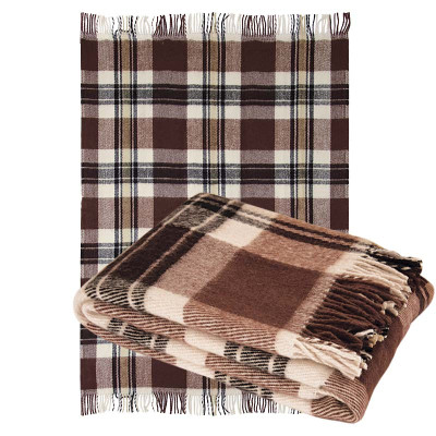 Plaid półwełna dis.2 brązowe komórka TM Jarosław