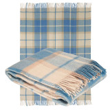 Plaid półwełna dis.9 niebiesko-beżowy komórka TM Jarosław