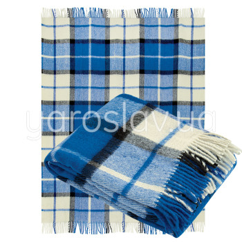 Plaid półwełna dis.15 niebieski komórka TM Jarosław