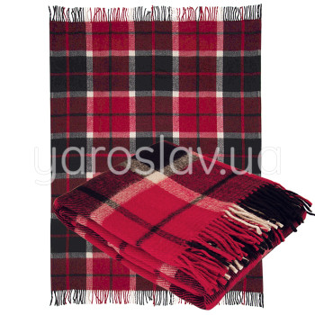 Plaid półwełna dis.7 czerwony komórka TM Jarosław