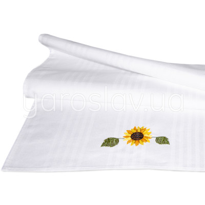 Ręcznik bawełniany z haftem 003 słonecznik biały 45x75 cm TM Jarosław