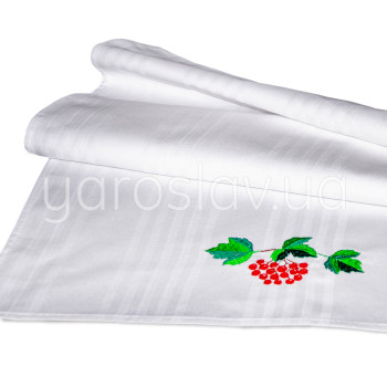 Ręcznik bawełniany z haftem 002 róża guelderowa biały 45x75 cm TM Jarosław