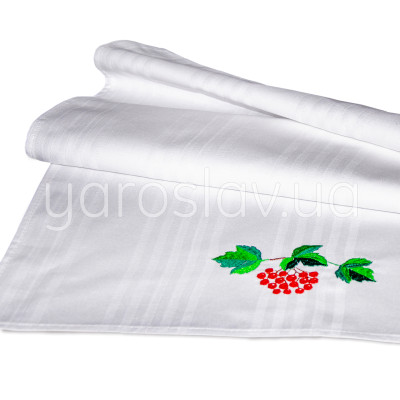 Ręcznik bawełniany z haftem 002 róża guelderowa biały 45x75 cm TM Jarosław
