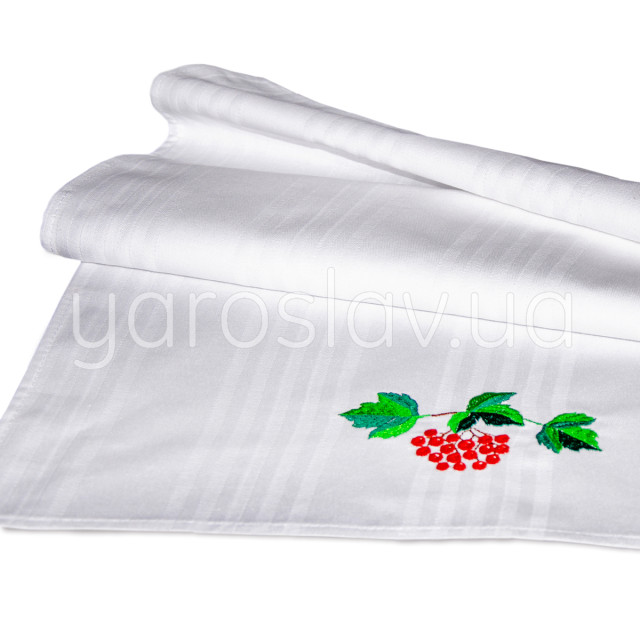 Ręcznik bawełniany z haftem 002 róża guelderowa biały 45x75 cm TM Jarosław