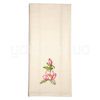 Ręcznik pół lniany z haftem 001 magnolii 45x75 cm TM Yaroslav