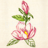 Ręcznik pół lniany z haftem 001 magnolii 45x75 cm TM Yaroslav