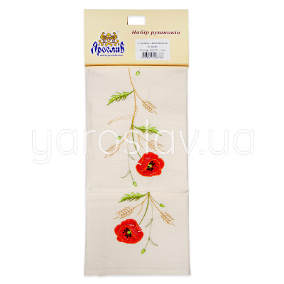 Komplet ręczników półlnianych z haftem 002 maki 45x75 cm 2 szt. TM Yaroslav