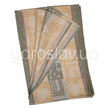 Serwetka półlniana żakardowa na haczyku żółto-oliwkowy 30x50 cm kawowa TM Jarosław