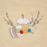 Serwetka półlniana wielkanocna z haftem i koronką TM Jarosław Serwetka półlniana wielkanocna z haftem i koronką TM Jarosław