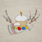 Serwetka półlniana wielkanocna z haftem i koronką TM Jarosław Serwetka półlniana wielkanocna z haftem i koronką TM Jarosław