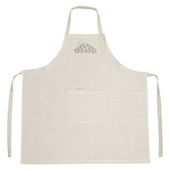 Fartuch lniany z haftem Brązowe kwiaty m.K-102 TM Jarosław