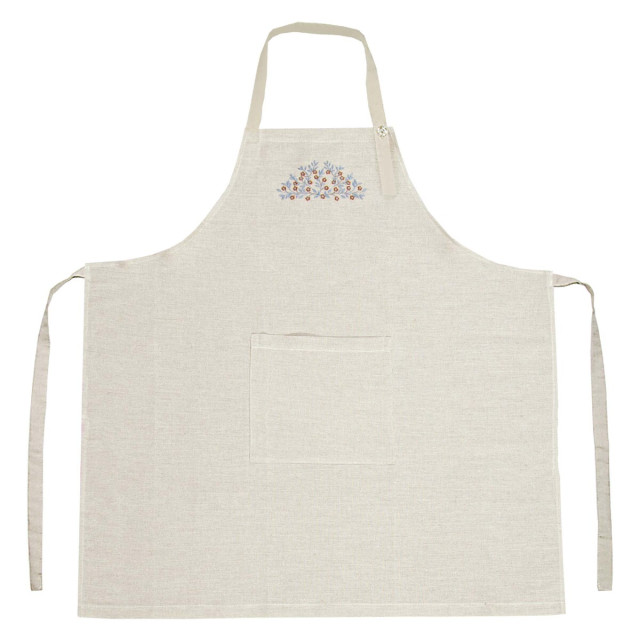 Fartuch lniany z haftem Brązowe kwiaty m.K-102 TM Jarosław