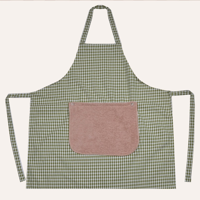 Fartuszek z frotte na guziki m.K-515 zielona kratka TM Yaroslav