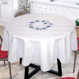 Obrus bawełna z haftem biała okrągła 004 Chabry TM Jarosław