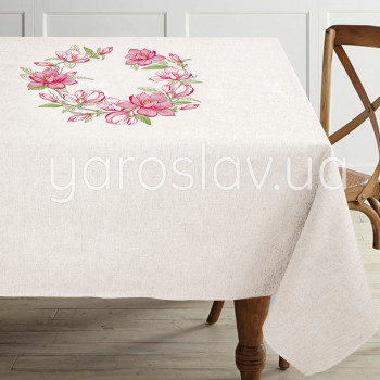Obrus ​​lpółlen z haftem 001 magnolii TM Jarosław