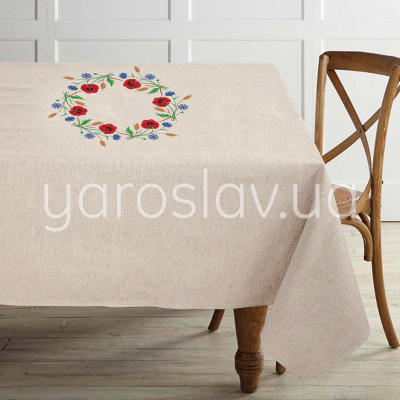 Obrus ​​lpółlen z haftem 002 maki TM Jarosław