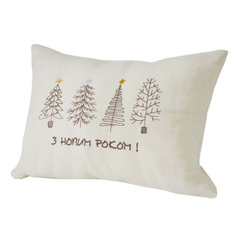 Poduszka prezentowa z haftem brązowy choinki 35x50 cm TM Jarosław