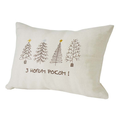 Poduszka prezentowa z haftem brązowy choinki 35x50 cm TM Jarosław