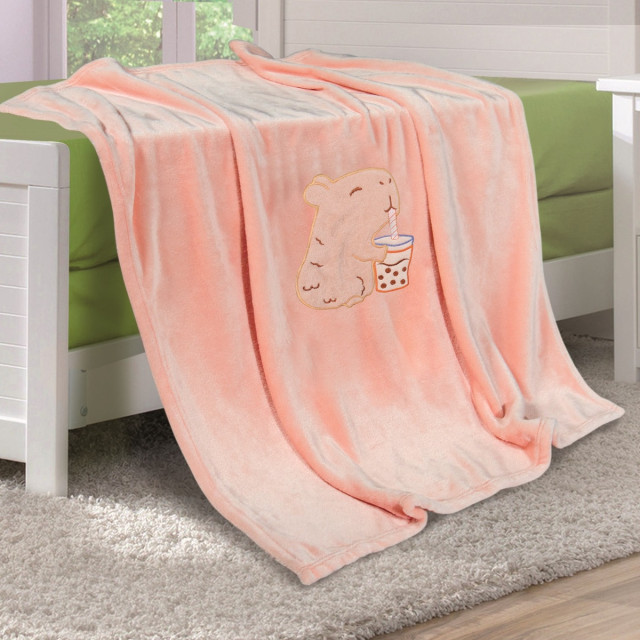 Pled polarowy dziecięcy Kapibara różowy 85x100 cm TM Yaroslav