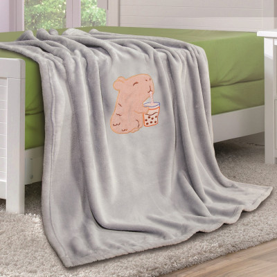 Pled polarowy dziecięcy Kapibara szary 85x100 cm TM Yaroslav