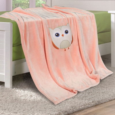 Pled polarowy dziecięcy Sowa różowy 85x100 cm TM Yaroslav