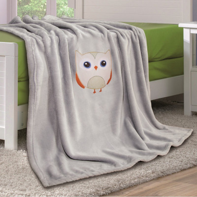 Pled polarowy dziecięcy Sowa szary 85x100 cm TM Yaroslav