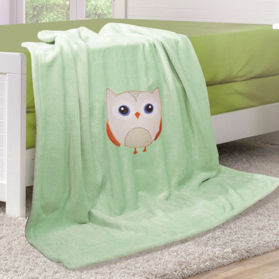 Pled polarowy dziecięcy Sowa zielony 85x100 cm TM Yaroslav