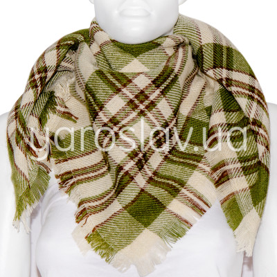 Szal Veselka mod.3/3 zielony półwełniany 85x85 cm TM Yaroslav