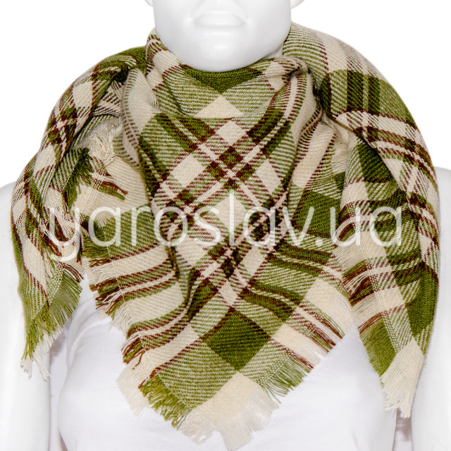 Szal Veselka mod.3/3 zielony półwełniany 85x85 cm TM Yaroslav