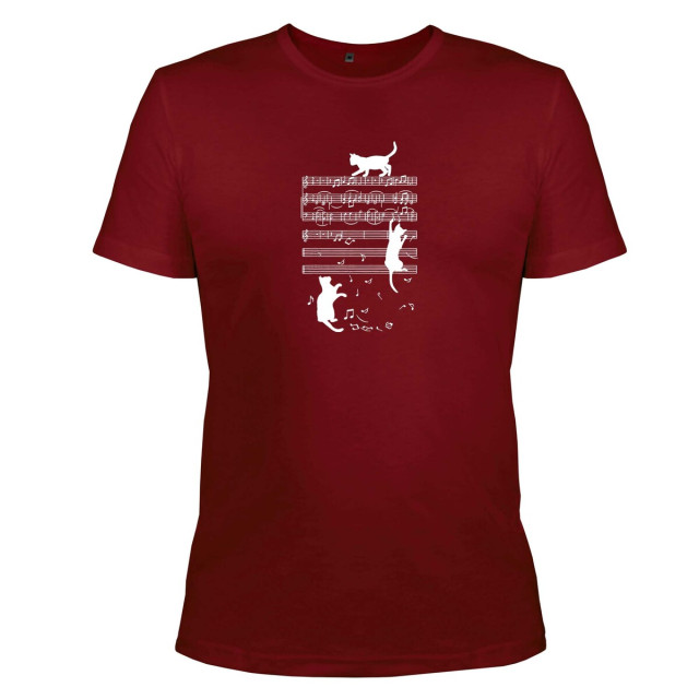 Koszulka z nadrukiem Koty w nutach m.45 bordowe TM Yaroslav