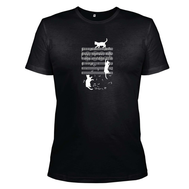 Koszulka z nadrukiem Koty w nutach m.45 czarny TM Yaroslav