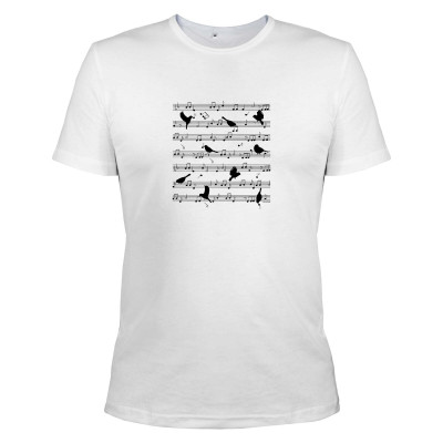 Koszulka z nadrukiem Ptaki w nutach m.45 białe TM Yaroslav