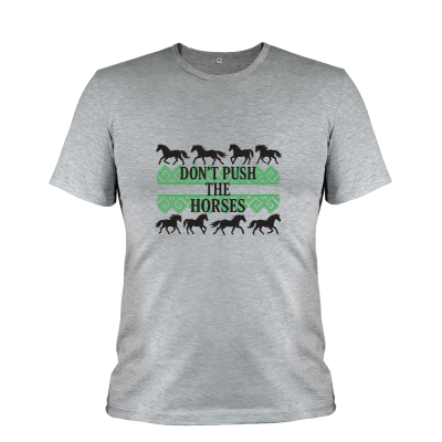 Koszulka z nadrukiem Don't Push the Horses m.45 szary melanż TM Yaroslav