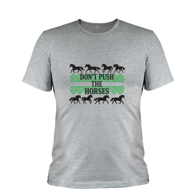 Koszulka z nadrukiem Don't Push the Horses m.45 szary melanż TM Yaroslav