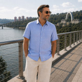 T-shirt lniany m.F-230 niebieski TM Yaroslav T-shirt lniany m.F-230 niebieski TM Yaroslav