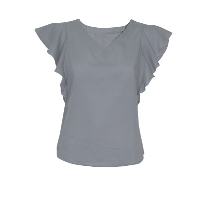 Bluzka wiskozowa m.F-457 szary z rękawami falbankowymi TM Yaroslav