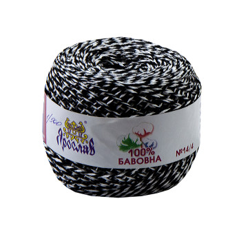 Przędza bawełna 14/4 melanż nr.1/500 biało-czarny 50g/175m TM Jarosław