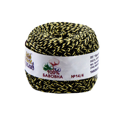 Przędza bawełna 14/4 melanż nr.300/500 żółto-czarny 50g/175m TM Jarosław