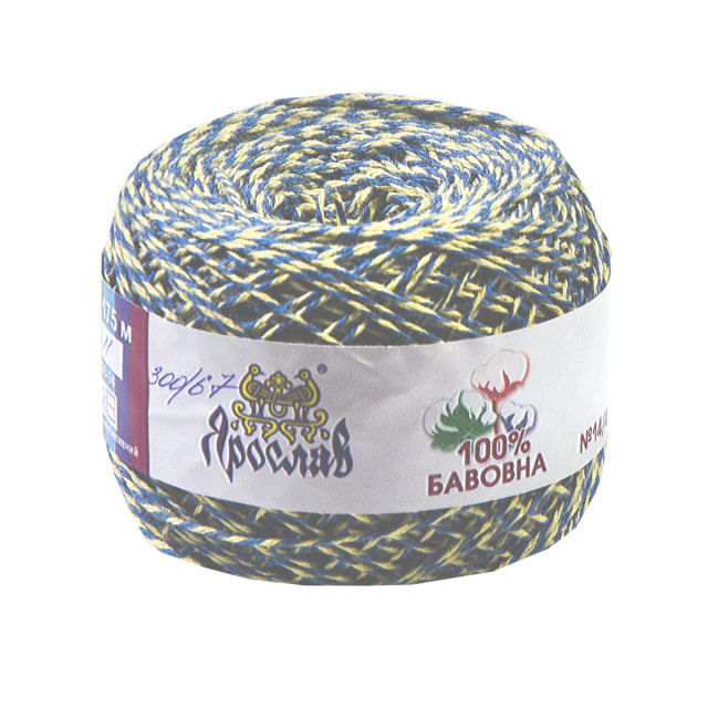 Przędza bawełna 14/4 melanż nr.300/67 żółty chaber 50g/175m TM Jarosław