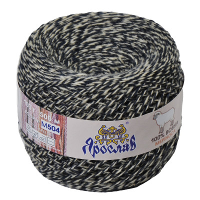 Przędza z wełny merynosowej 10/2 №M504 melanż сiemna stal 100g/500m TM Jarosław