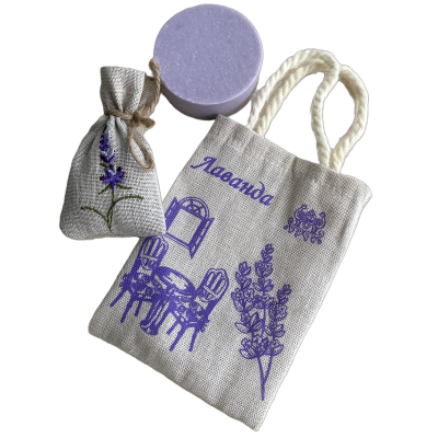 Zestaw w torebce z mydłem i saszetkami Lawenda TM Jarosław